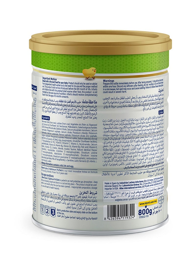 Blemil بليميل بلس 3 أوبتيموم بروتيك - أحدث تركيبة غذائية متقدمة للأطفال من 1 إلى 3 سنوات - Image 3