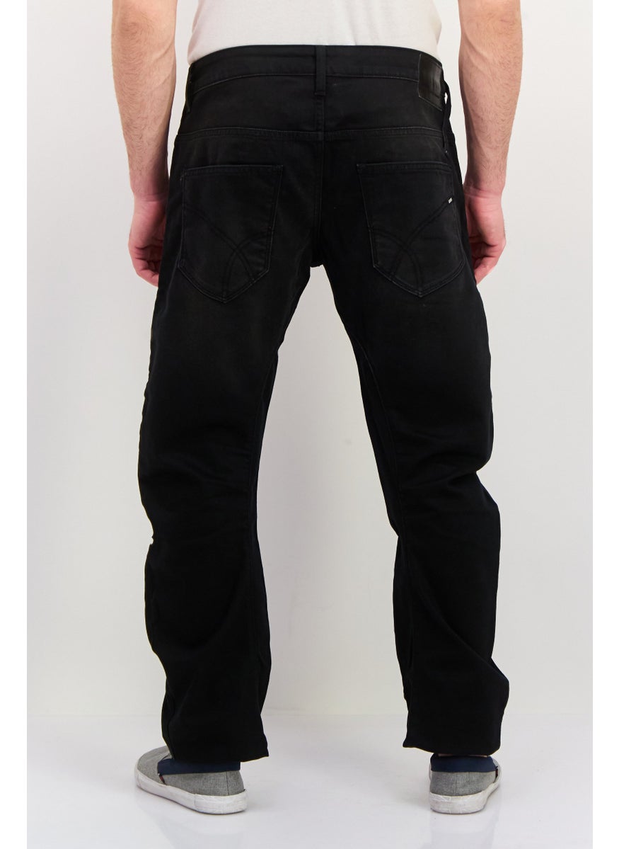 GAS Men Regular Fit Plain Stretchable Jeans, Black  - Image 4