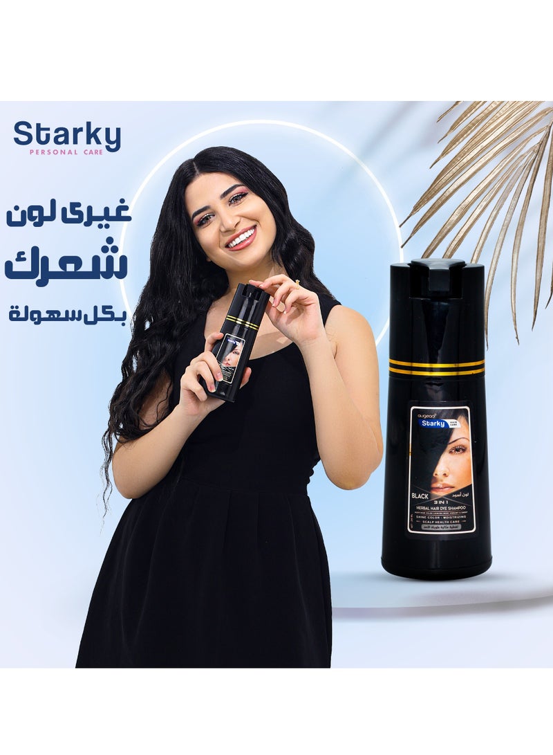 Starky Herbal Hair Dye Shampoo 3 in1 Black Color B01 250ml - Image 4
