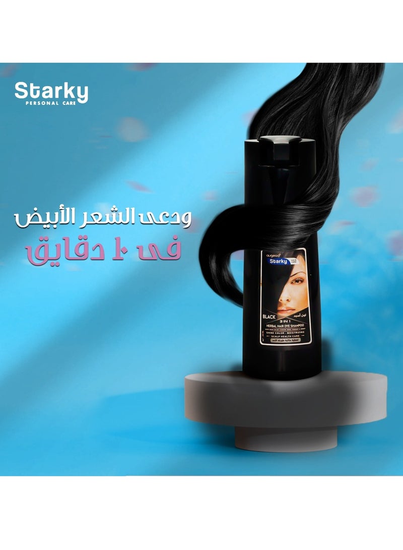 Starky Herbal Hair Dye Shampoo 3 in1 Black Color B01 250ml - Image 3