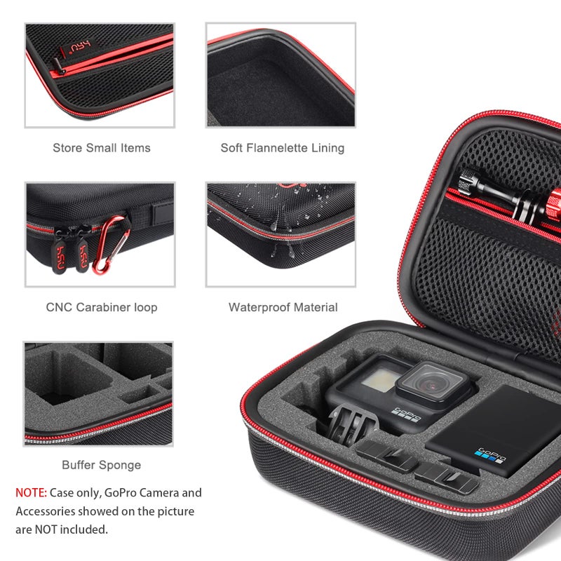 HSU Small Case for GoPro Hero 13/12/11/10/9/8/7/6/5 Black, Carrying Case for Action Cameras and GoPro Accessories(Small Size Red) - Image 4