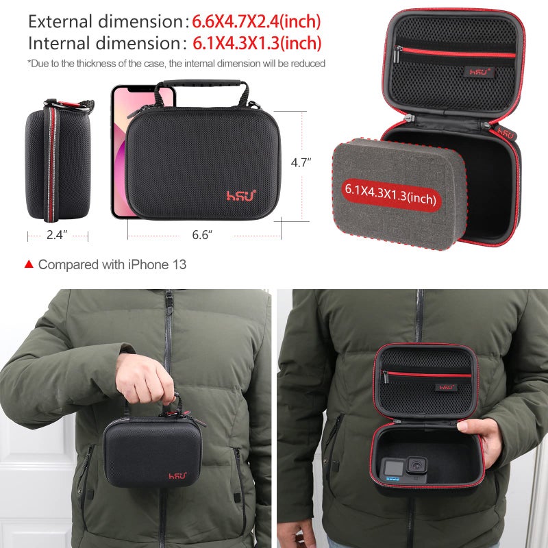 HSU Small Case for GoPro Hero 13/12/11/10/9/8/7/6/5 Black, Carrying Case for Action Cameras and GoPro Accessories(Small Size Red) - Image 2