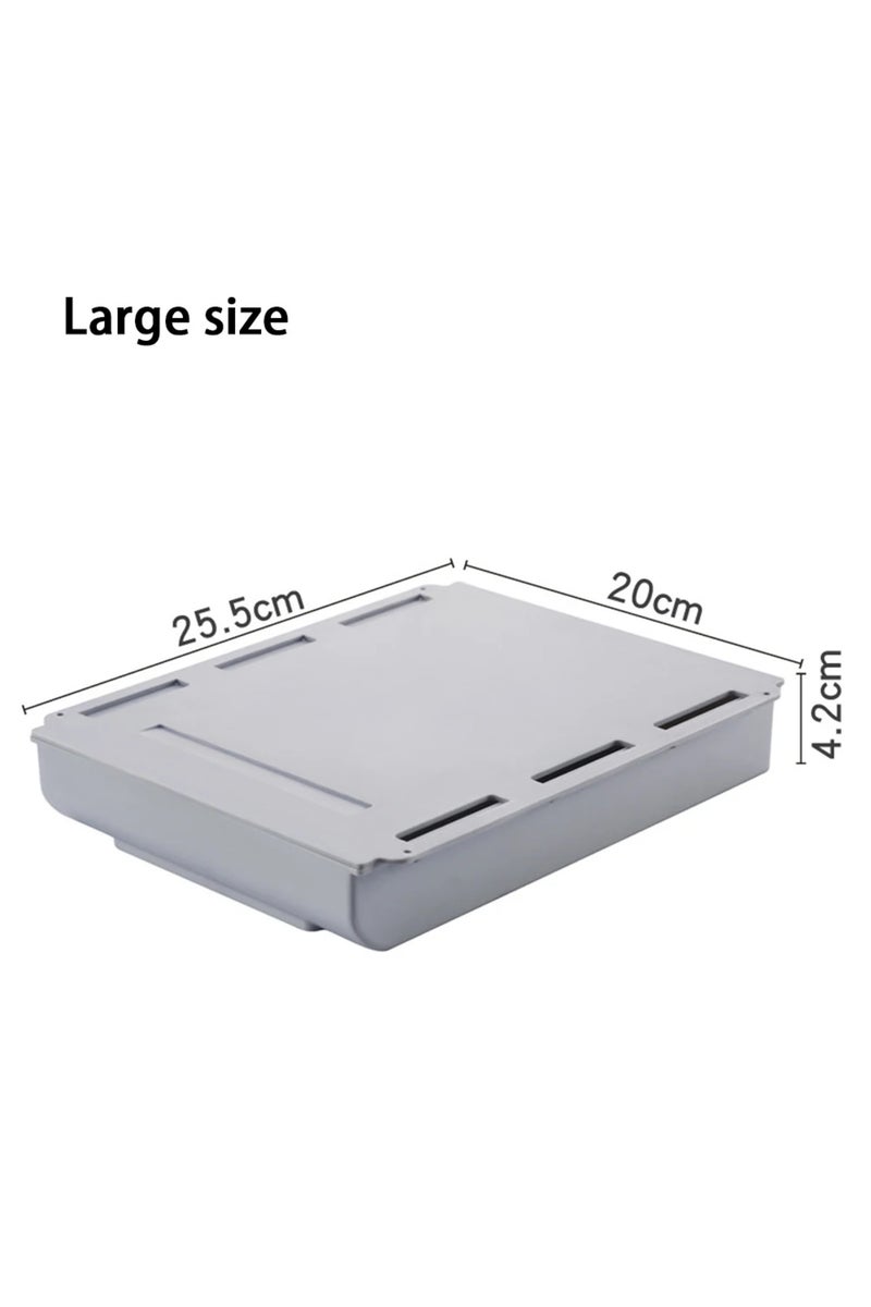 1PCS Grey-L Hidden Storage Box Desk Storage Drawer Self-Adhesive Plastic Table Storage Holder Simple
