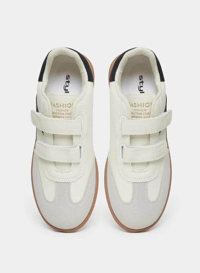 Styli Styli Panelled Sneakers with Hook and Loop Closure