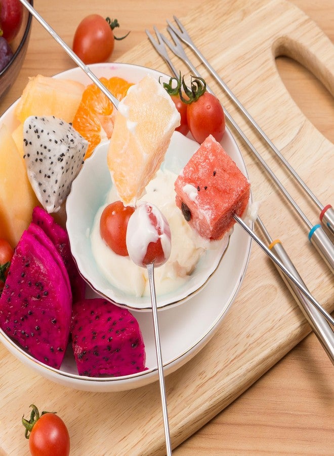 12 قطعة من شوك الفوندو المصنوعة من الفولاذ المقاوم للصدأ، بطول 9.5 بوصة، مرمزة بالألوان، شوكة فوندو الجبن، شوكة فوندو الفاكهة المصنوعة من الفولاذ المقاوم للصدأ، بمقبض عازل للحرارة، مناسبة لنافورة الشوكولاتة والجبن - Image 4