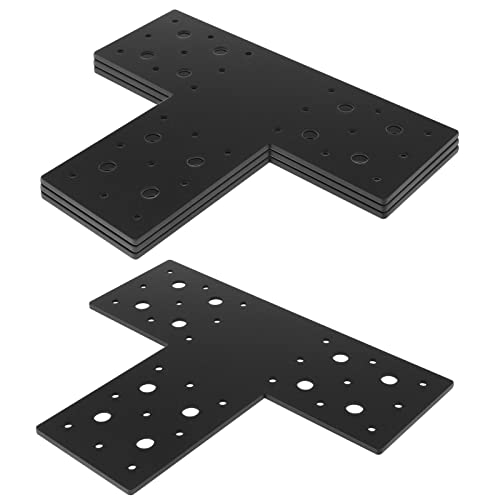 eoere 4 PCS 4 x 4 T Post Bracket, Heavy Duty Wood Connector Brackets, Flat Tee Mending Plate for Deck, Pergola, 14 Gauge - Image 3