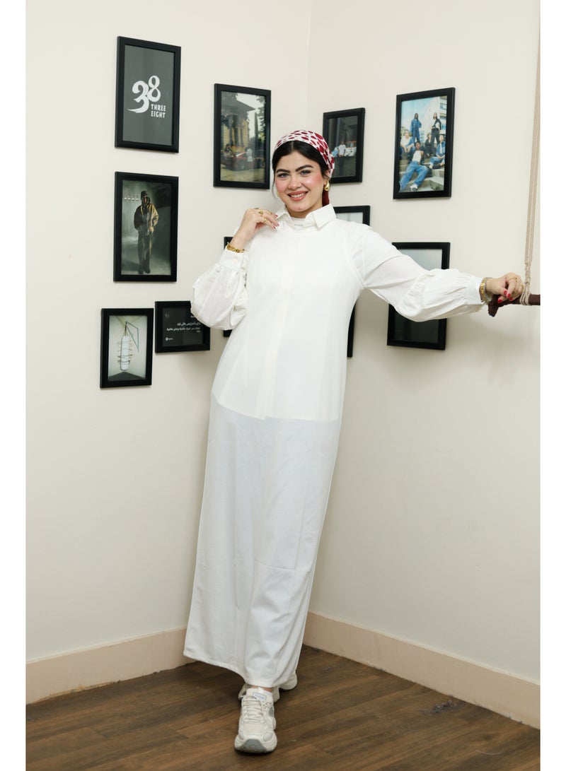 basic dress without sleeves - offwhite color - Image 1