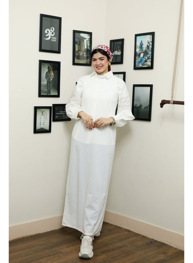 basic dress without sleeves - offwhite color - Image 2