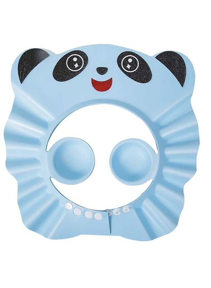 Adjustable Baby Bath Visor Infant Bathing Protection Cap Safe Shampoo Shower Hat with Ear Protection in Panda Theme - Image 1