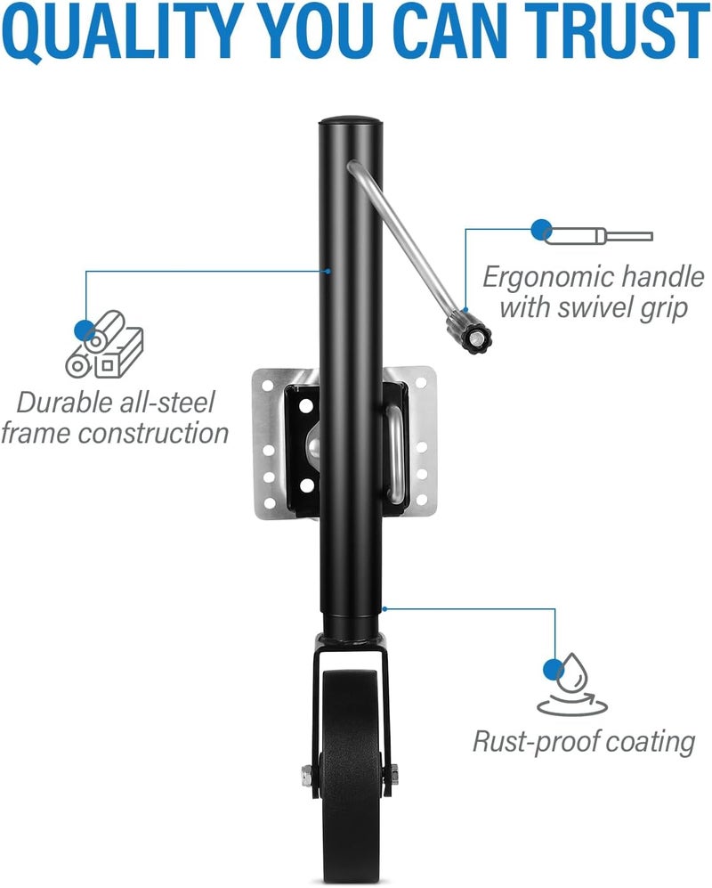 FAHKNS Heavy Duty Trailer Jack with 8" Wheel - 2000 lbs Capacity, 13" Lift for RV and Boat - Image 3
