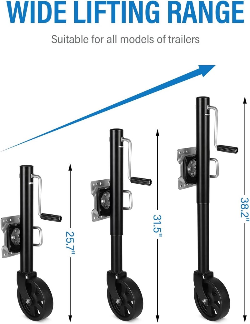 FAHKNS Heavy Duty Trailer Jack with 8" Wheel - 2000 lbs Capacity, 13" Lift for RV and Boat - Image 2