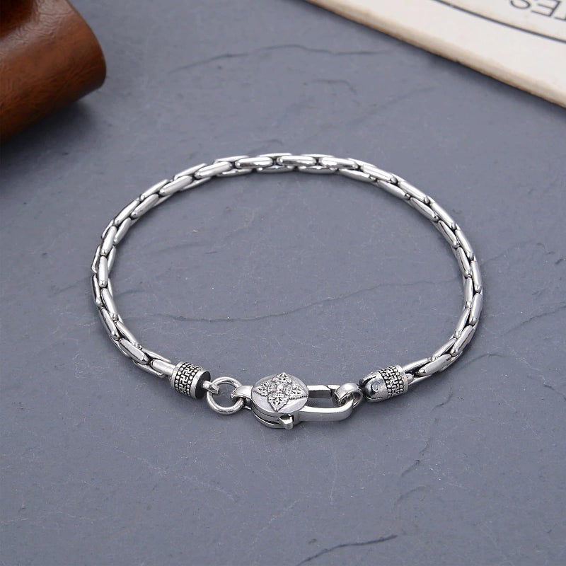 Silverso Italian Handmade Sterling Silver Mens Bracelets | Solid S925 Chain Bracelets | Men's Silver Bracelet Gift for Dad, Boyfriend, Son, My Man (8.6 in) - Image 3