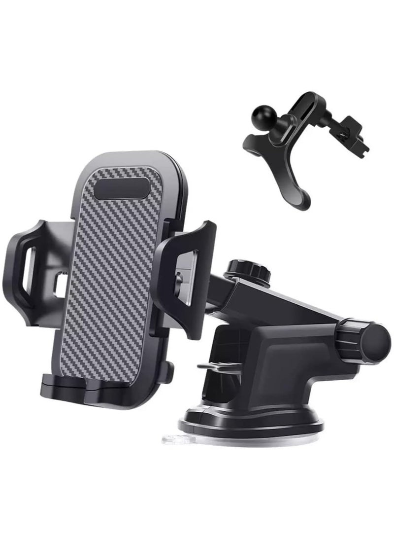 Car Phone Holder Mount, One Release Button, 3 in 1 For Air Mount Vent and Dashboard, Ultra Stable & Adjustable Smartphone Holder for iPhone, Samsung - Image 1
