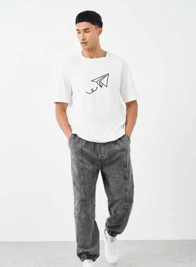 ستايلي تيشيرت رجالي كبير بطباعة جرافيك