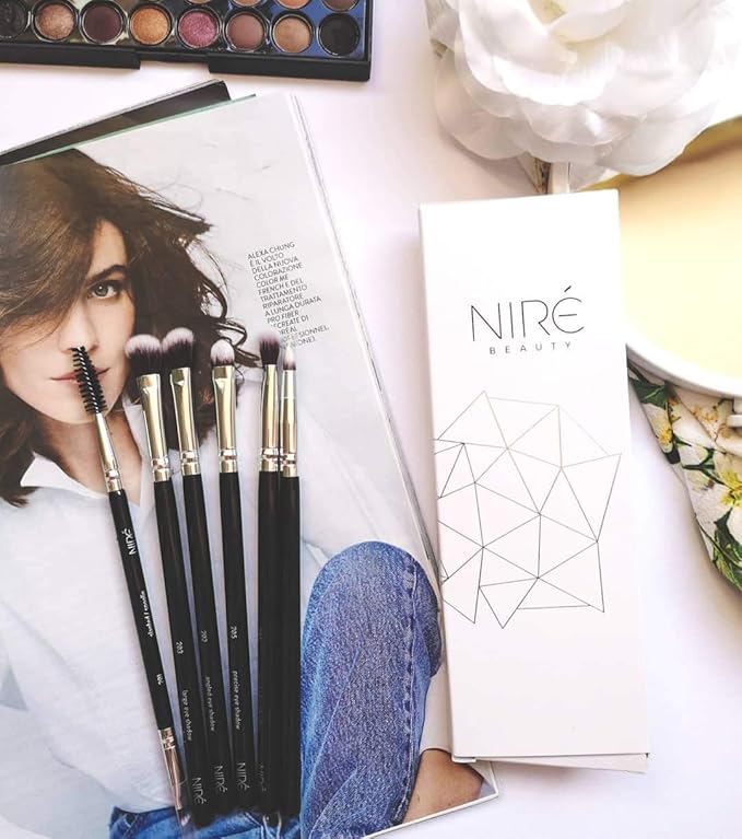 Nire Nir Beauty Eye Brush Set Award Winning Eye Makeup Brushes for Eyes and Brows Including Eye Shadow Brush Set Eyebrow Brush and Tweezers - Image 3