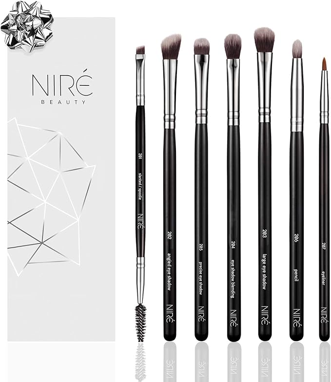 Nire Nir Beauty Eye Brush Set Award Winning Eye Makeup Brushes for Eyes and Brows Including Eye Shadow Brush Set Eyebrow Brush and Tweezers - Image 1
