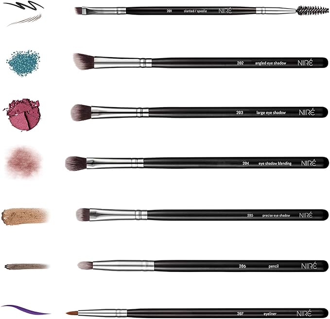 Nire Nir Beauty Eye Brush Set Award Winning Eye Makeup Brushes for Eyes and Brows Including Eye Shadow Brush Set Eyebrow Brush and Tweezers - Image 2