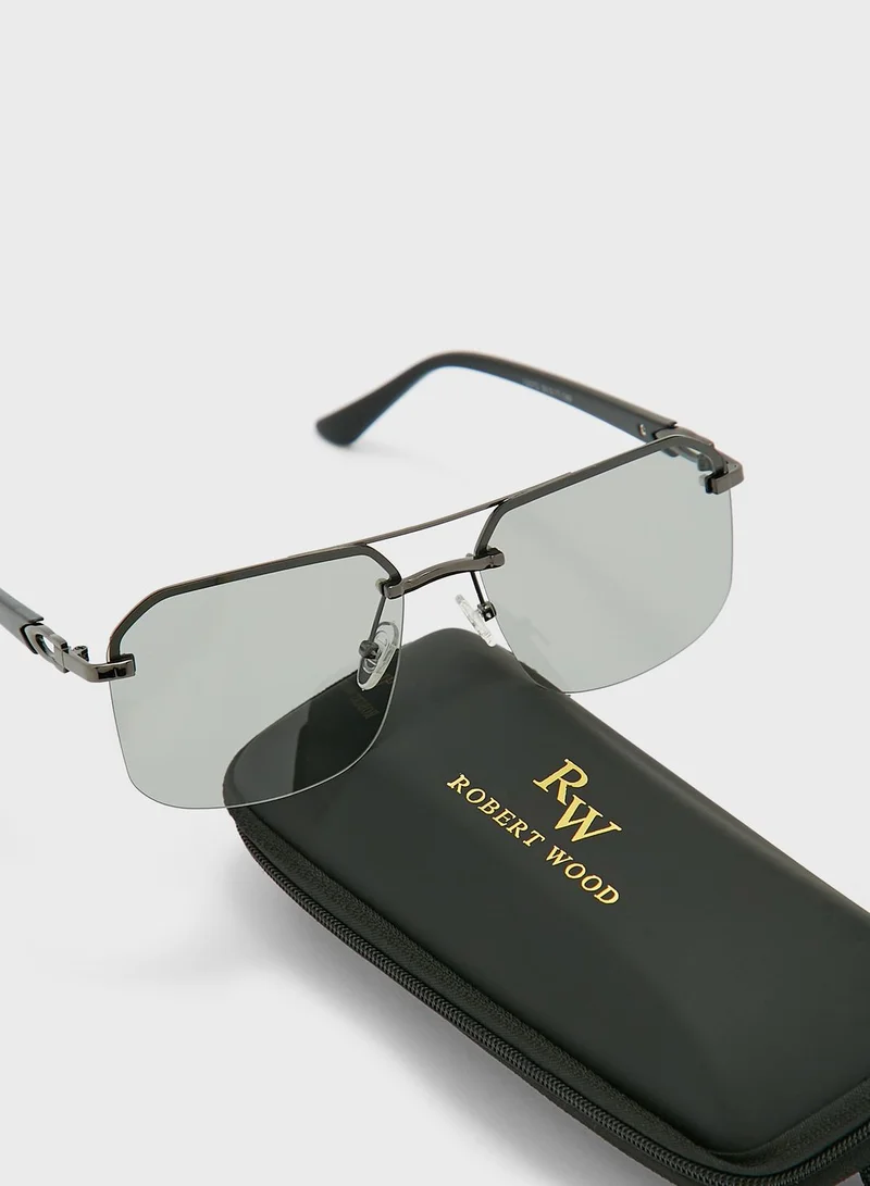 Robert Wood Polarized  Angular Aviator Sunglasses