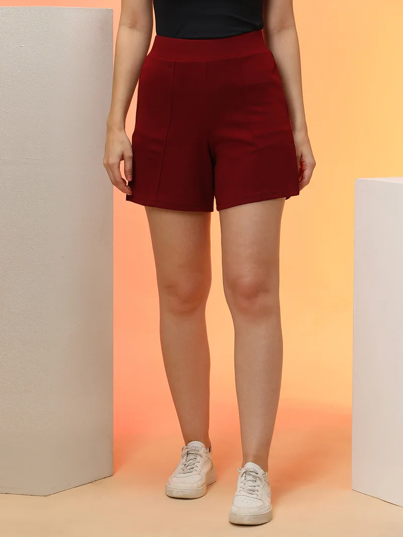 جلو باص شورت نسائي واسع بخصر مرتفع