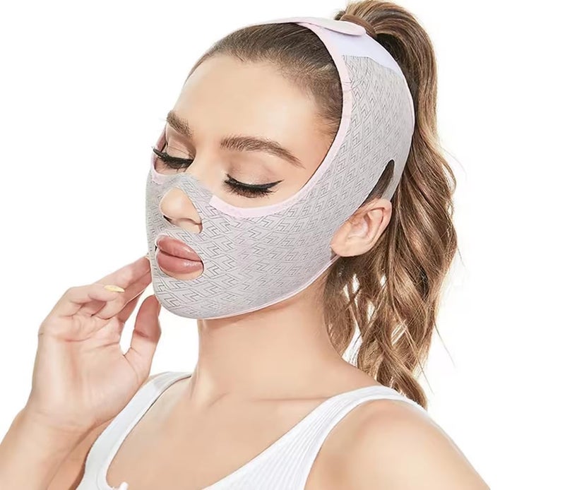 PANDANUS PANDANUS Facial Slimming Belt Double Chin Reducer Reusable VShape Face Mask for Men Women Facial Shaped UPLift Belt Slim Cheeks Lifting Jaw Line Shaper Anti Wrinkle Strap Elastic 46 - Image 1