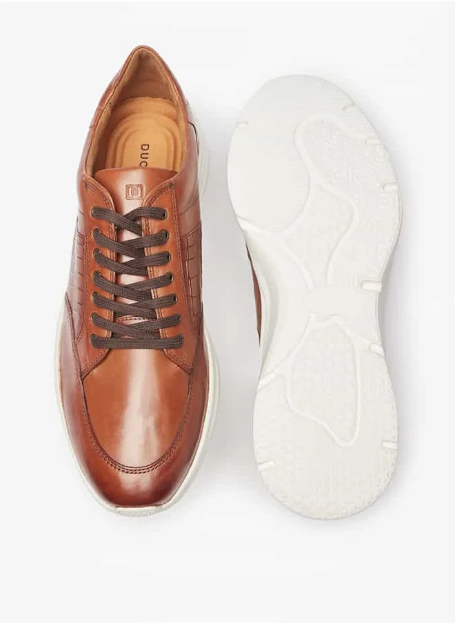 DUCHINI Men's Textured Sneakers with Lace-Up Closure