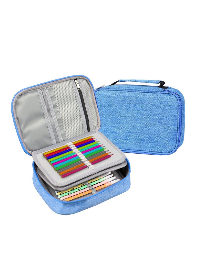 Bonita Pencil pouch: Ideal for Students, Artists, and On-the-Go Creatives, Storage for Brushes, Sketching Tools, Spacious Multifunctional Colored and Stationery for Boys and Girls, Big capacity (BLUE)  - Image 1