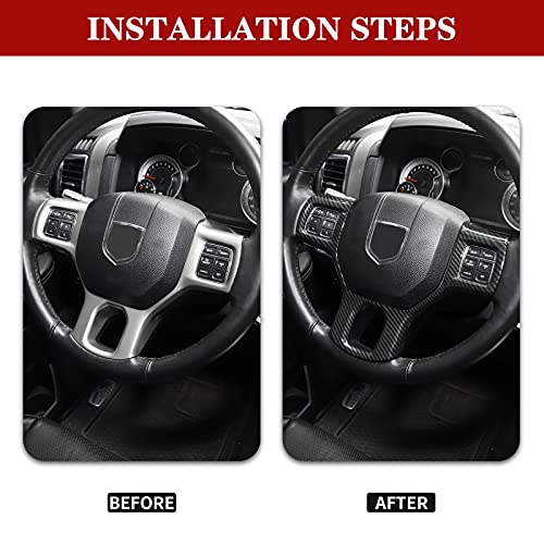 Hoolcar Interior Steering Wheel Cover ABS Trim for 2010-2017 Dodge RAM 1500 Accessories, Carbon Fiber - Image 2