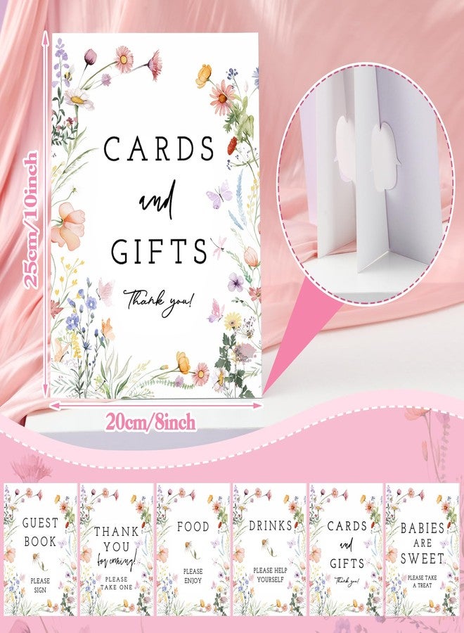 Yookeer 6 Pcs Wildflowers Baby in Bloom Shower Table Decorations Take One Sign Thank You Cardboard Sign Centerpieces with Stand 8 x 10" Baby Shower Birthday Party Decorations for Guests Gifts - Image 2