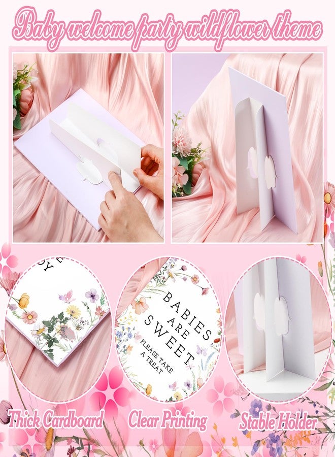 Yookeer 6 Pcs Wildflowers Baby in Bloom Shower Table Decorations Take One Sign Thank You Cardboard Sign Centerpieces with Stand 8 x 10" Baby Shower Birthday Party Decorations for Guests Gifts - Image 4