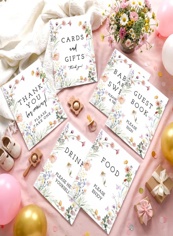 Yookeer 6 Pcs Wildflowers Baby in Bloom Shower Table Decorations Take One Sign Thank You Cardboard Sign Centerpieces with Stand 8 x 10" Baby Shower Birthday Party Decorations for Guests Gifts - Image 5