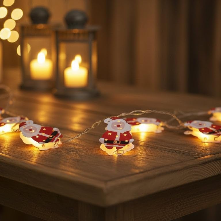 The Decor Wick Santa LED Christmas Lights – 10 Warm Fairy Lights, 155 cm Christmas Decoration for Homey – Merry Winter Wonderland Decoration - Image 3