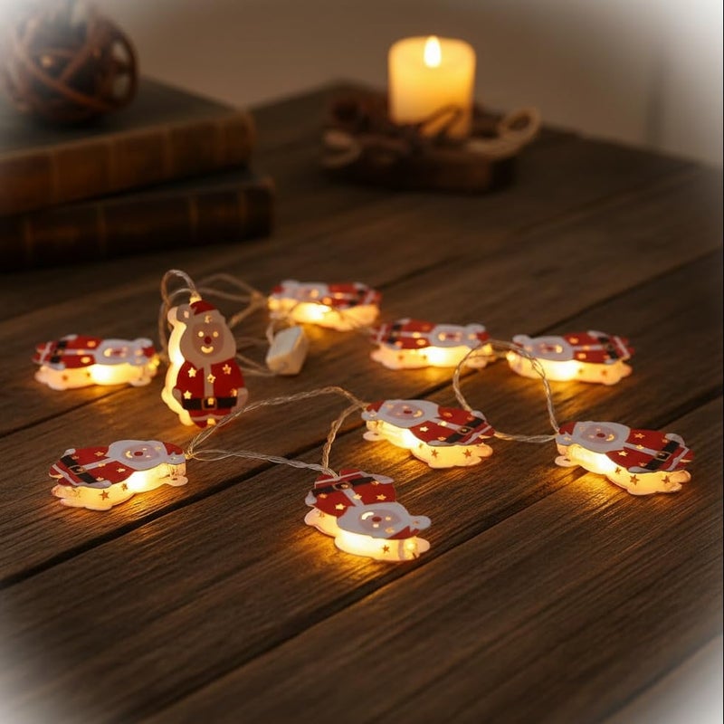 The Decor Wick Santa LED Christmas Lights – 10 Warm Fairy Lights, 155 cm Christmas Decoration for Homey – Merry Winter Wonderland Decoration - Image 2