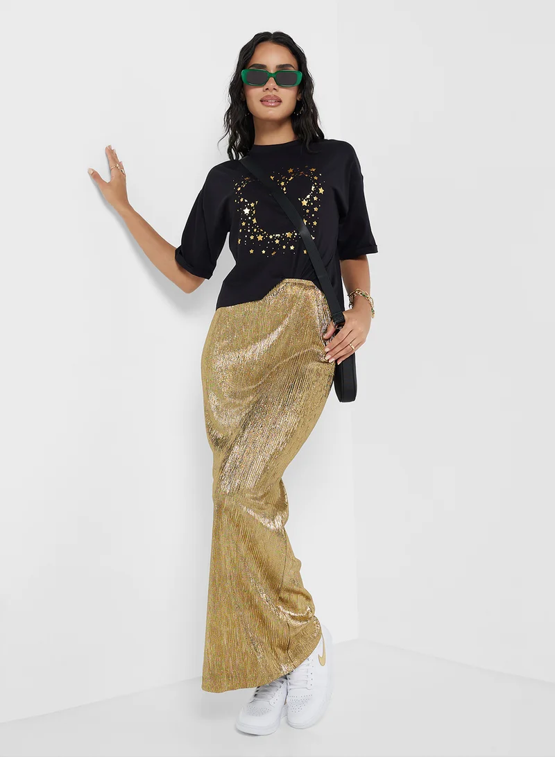 Disney Mickey Foil Print Cropped T-shirt