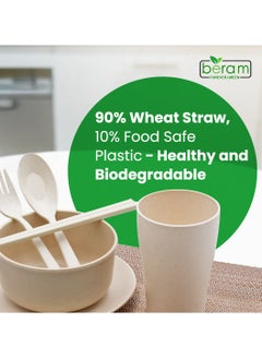 Beram Wheat Straw Dinner Set, 6 Pieces Set for Children, Cutlery, Flatware and Tableware, Dishwasher, and Microwave Safe, Environmentally Friendly Material with Gift Box, Daily Use Kitchen Utensils, Utensils Sets for Children  - Image 2