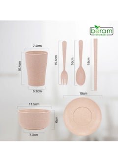Beram Wheat Straw Dinner Set, 6 Pieces Set for Children, Cutlery, Flatware and Tableware, Dishwasher, and Microwave Safe, Environmentally Friendly Material with Gift Box, Daily Use Kitchen Utensils, Utensils Sets for Children  - Image 4