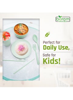 Beram Wheat Straw Dinner Set, 6 Pieces Set for Children, Cutlery, Flatware and Tableware, Dishwasher, and Microwave Safe, Environmentally Friendly Material with Gift Box, Daily Use Kitchen Utensils, Utensils Sets for Children  - Image 5