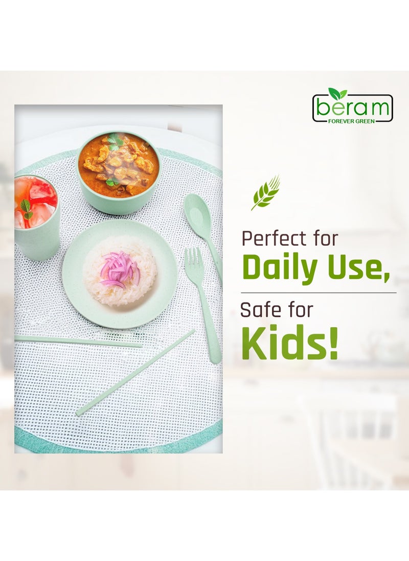 Beram - Wheat Straw Dinner Set, 6 Pieces Set for Children, Cutlery, Flatware and Tableware, Dishwasher, and Microwave Safe, Environmentally Friendly Material with Gift Box, Daily Use Kitchen Utensils, Utensils Sets for Children - Image 1