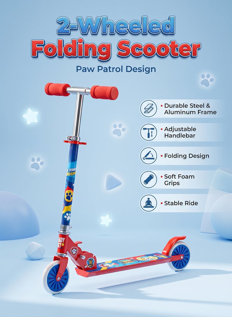 Foldable 2-Wheel Kids Scooter With Paw Patrol Design - Durable Aluminum Frame With Adjustable Handlebar - Image 1