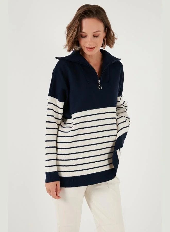 Lela Lela Acrylic Half-Zip Collar Knit Sweater Women's SWEATER 4615221