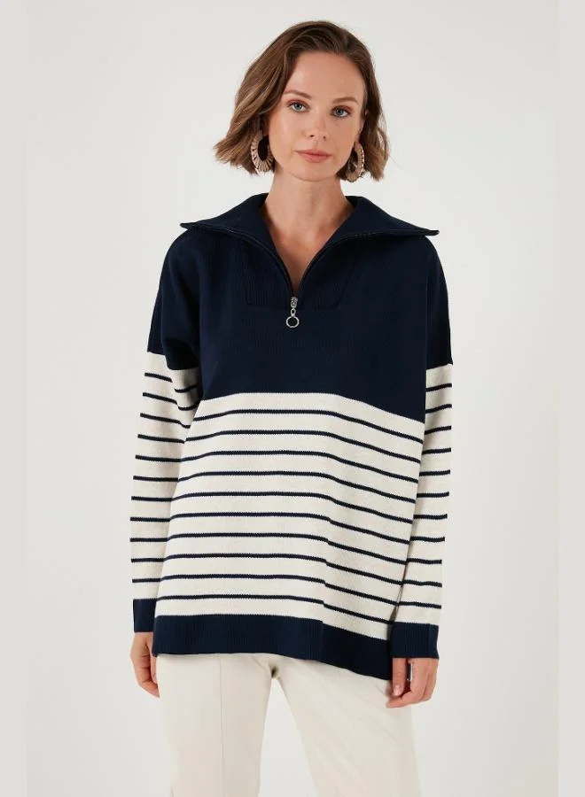 Lela Lela Acrylic Half-Zip Collar Knit Sweater Women's SWEATER 4615221