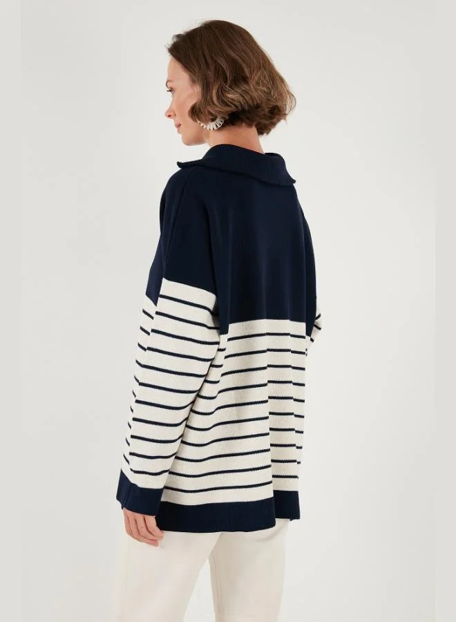 Lela Lela Acrylic Half-Zip Collar Knit Sweater Women's SWEATER 4615221