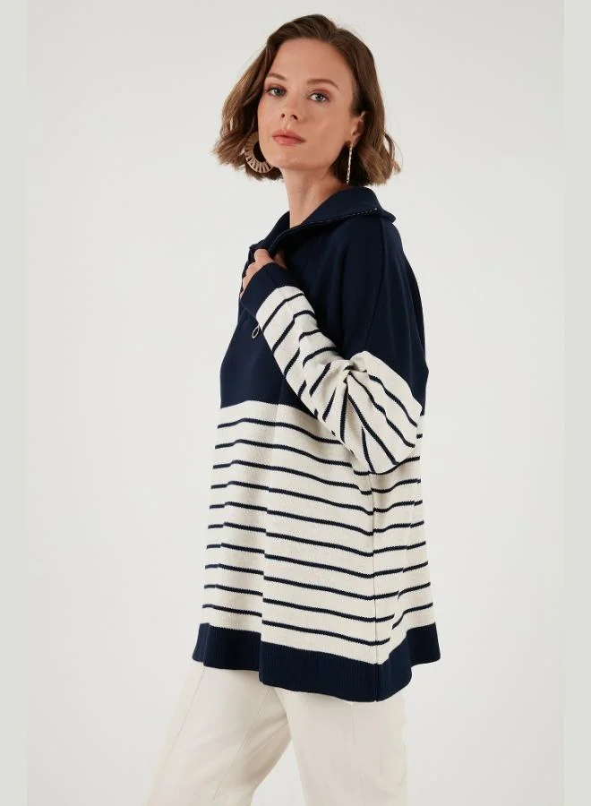 Lela Lela Acrylic Half-Zip Collar Knit Sweater Women's SWEATER 4615221