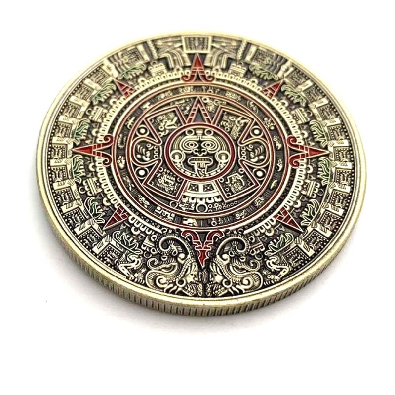Aomcisi Mexico Mayan Calendar Aztec Art Prophecy Culture Challenge Coin - Image 2