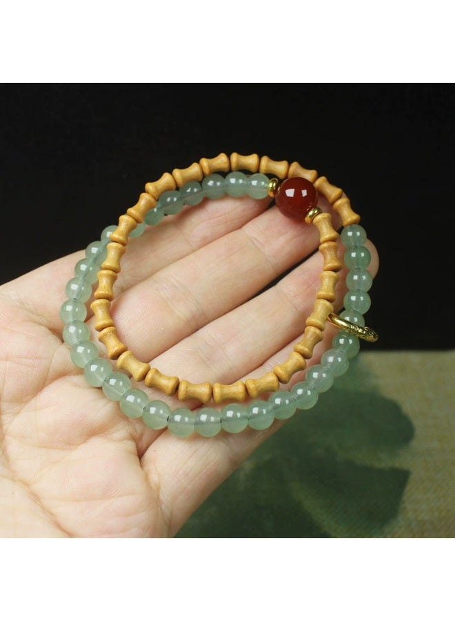 Goolsky Sandalwood Bamboo Joint Double Circle Bracelet - Jade-like Bracelet for Men and Women - Image 5