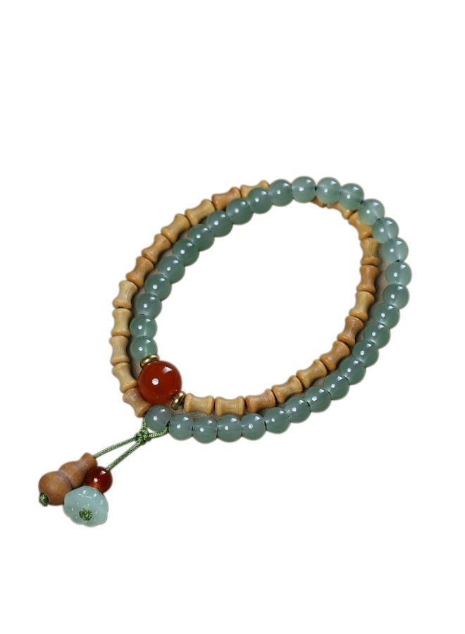 Goolsky Sandalwood Bamboo Joint Double Circle Bracelet - Jade-like Bracelet for Men and Women - Image 3