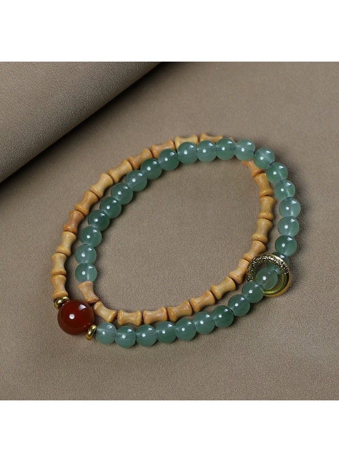 Goolsky Sandalwood Bamboo Joint Double Circle Bracelet - Jade-like Bracelet for Men and Women - Image 4