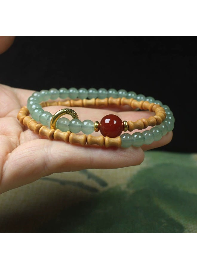 Goolsky Sandalwood Bamboo Joint Double Circle Bracelet - Jade-like Bracelet for Men and Women - Image 1
