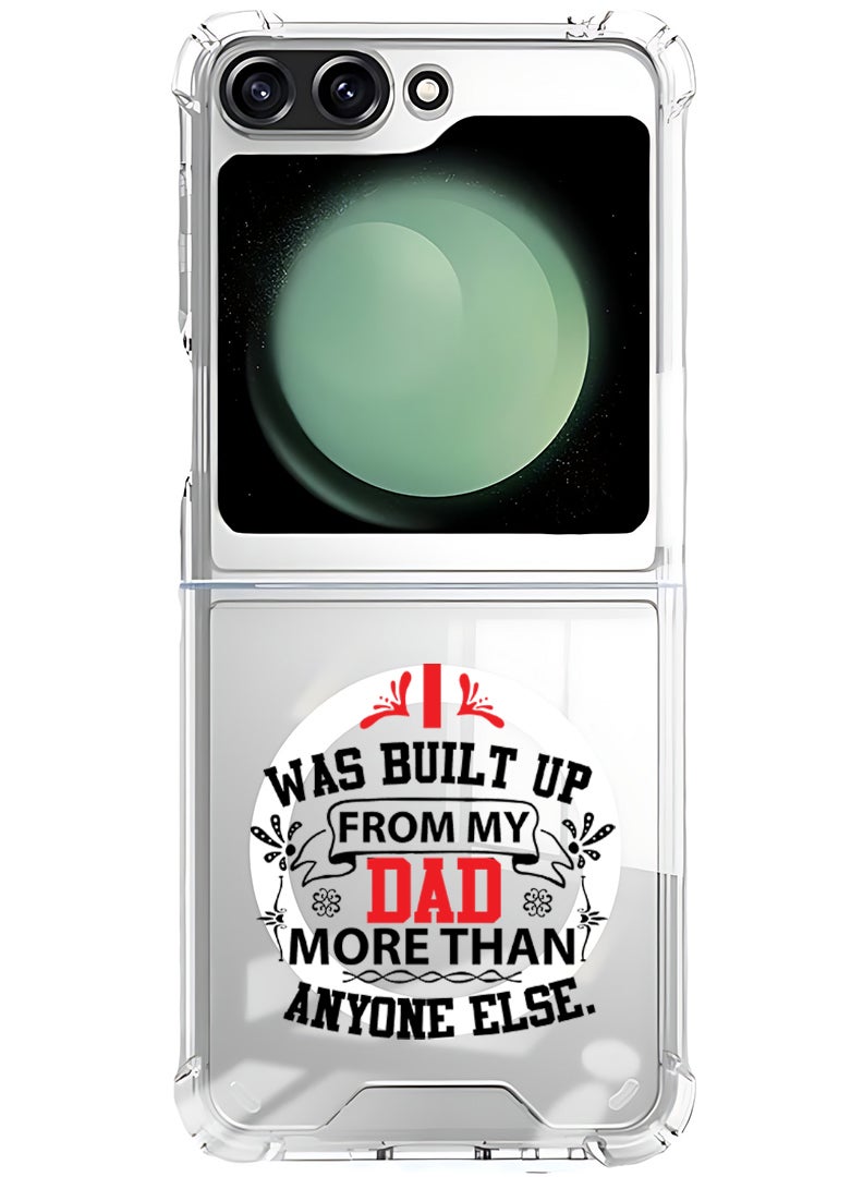 Theodor Magnetic Case for Samsung Galaxy Z Flip 5 Compatible with MagSafe Wireless Charging, Shockproof Phone Bumper Cover Dad more than anyone else black  - Image 1