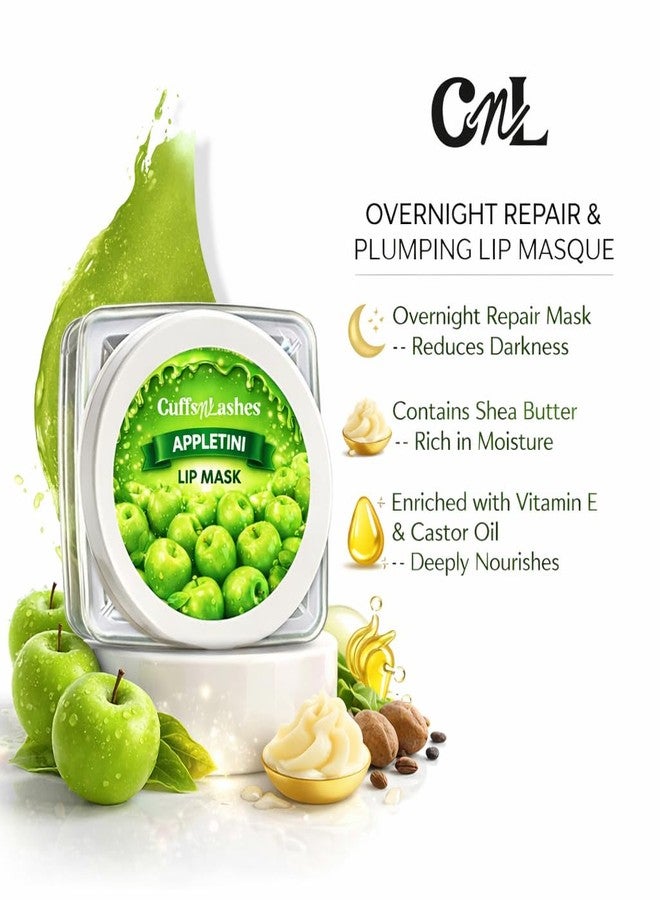Cuffs N Lashes Lush Lips Intensive Recovery Mask - Apple Tini | Overnight Repair Mask | Paraben-Free | Enriched with Vitamin E, Shea Butter &Castor Seed Oil - Image 2