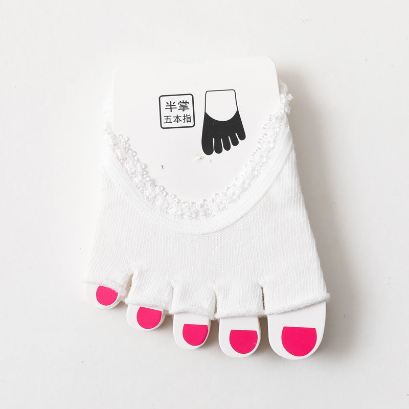 Half-palm socks womens boat socks cotton summer five-finger socks with split toe shoes socks sole toe womens five-toe socks womens socksLeaky toe white Leaky toe white